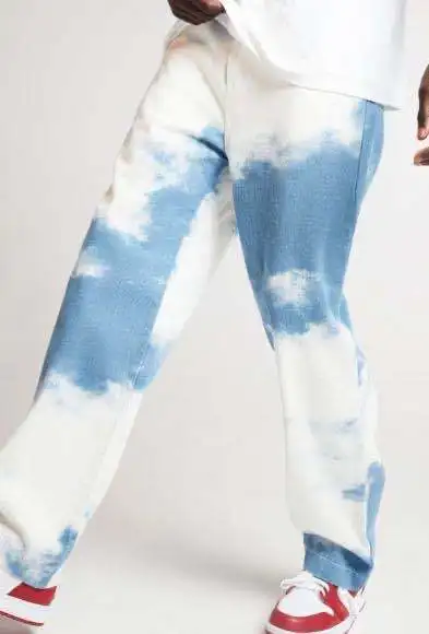 

new men's trousers are loose ground water wash to dye straight denim trousers