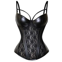 women lace corset black gothic lingerie clothing faux leather bodice sexy erotic hollow out goth corsage plus size 6xl