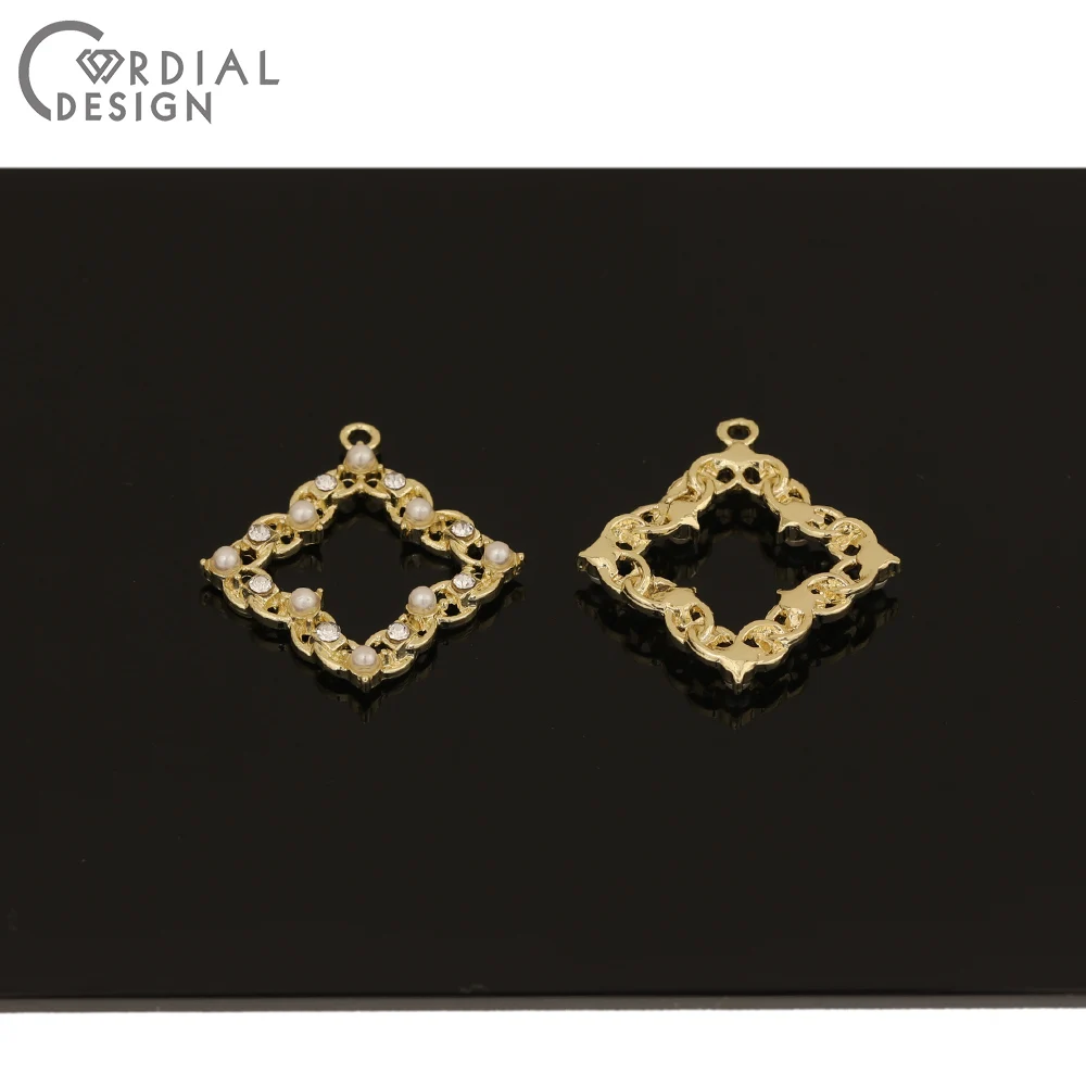 

Cordial Design 100Pcs 24*26MM Jewelry Accessories/Imitation Pearl/DIY/Hand Made/Earring Findings/Square Shape/Rhinestone Pendant