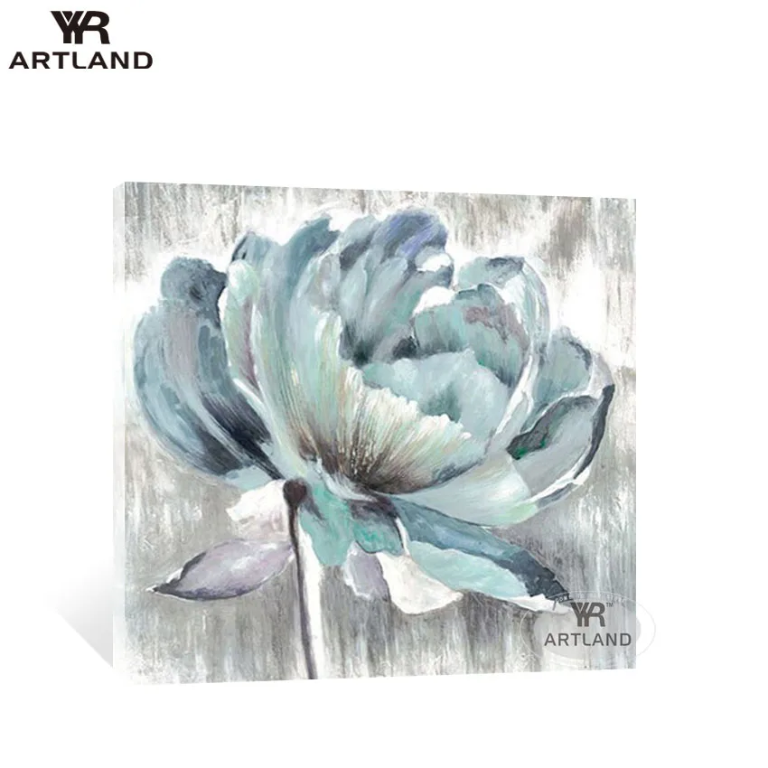 Фотообои большого размера с голубыми цветами ручная роспись абстрактная