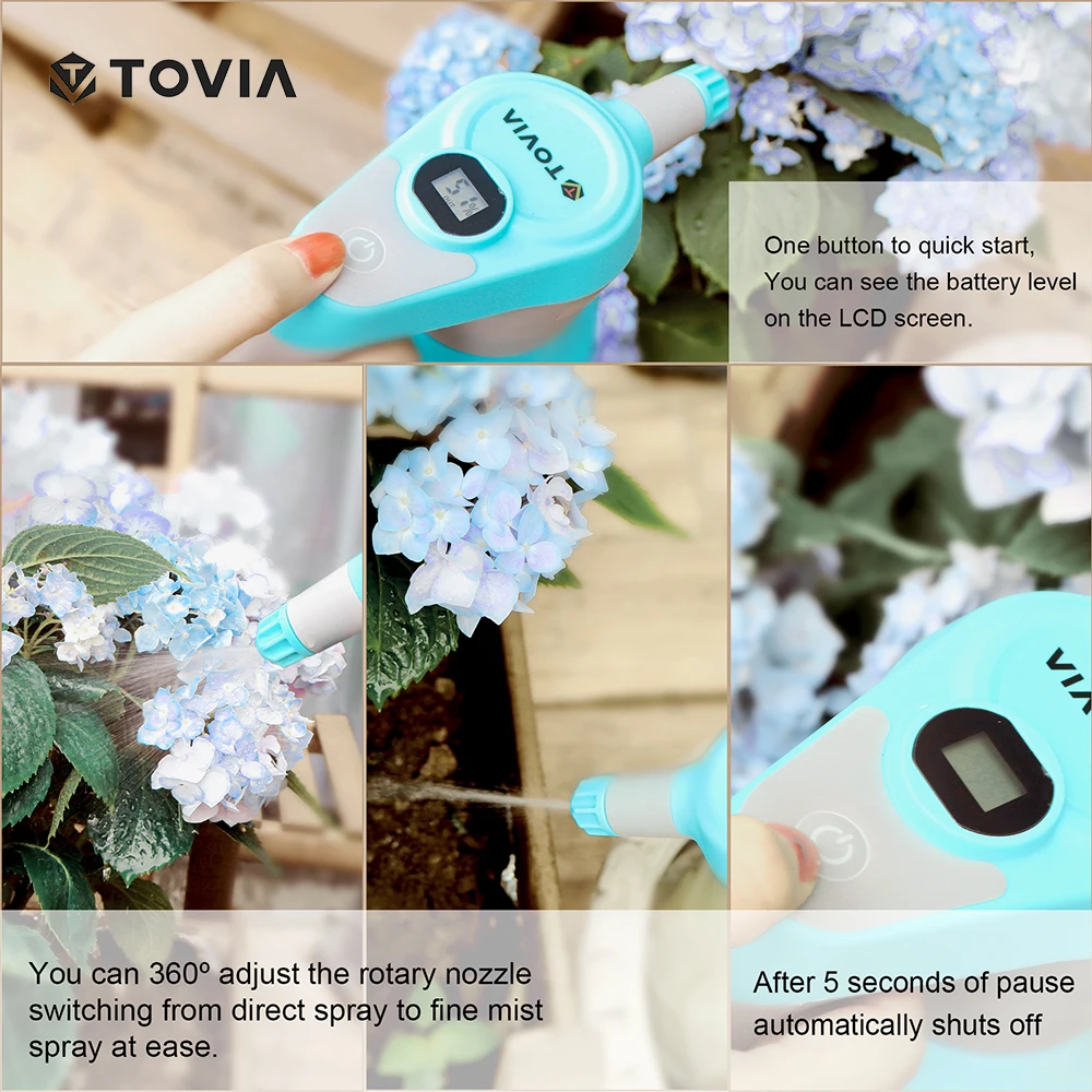 TOVIA 2L Электрический садовый опрыскиватель Автоматическая Лейка разбрызгиватель