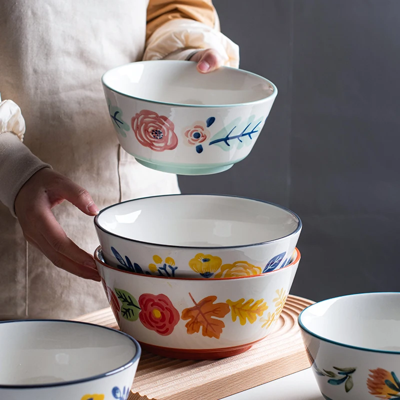 

Ceramic Fruit Salad Bowl Luxury Green Noodle Bowl Porcelain Rice Bowl Serving Breakfast Bowl Kitchen Home Creative