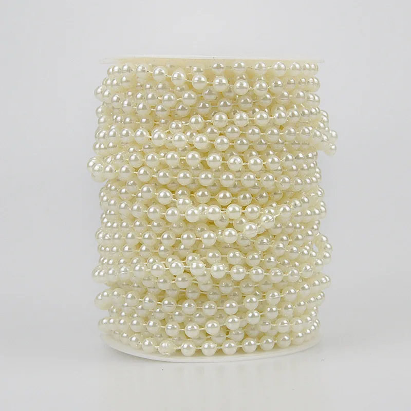 Цепочка Из Искусственного Жемчуга Белый/цвет слоновой кости 6 мм 25 м в рулоне