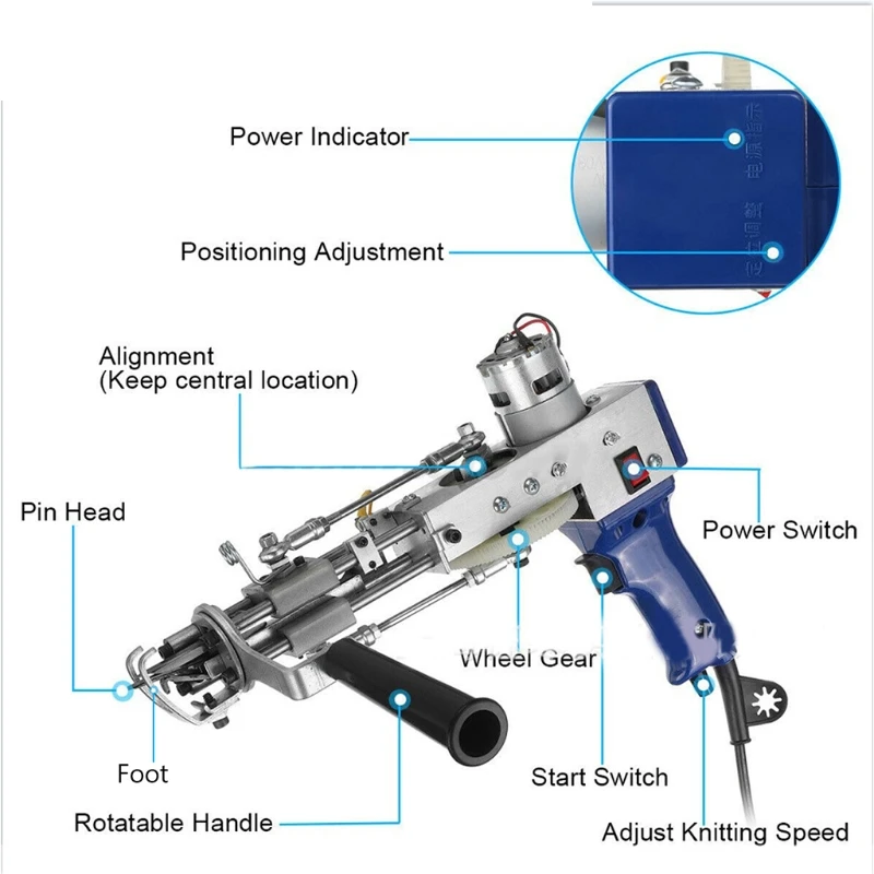 

69HF 110V 9-21 Mm Cut /Loop Carpet Weaving Machine, 12-22 Steps/sec Cut Pile Flocking Knitting Machine for Carpet