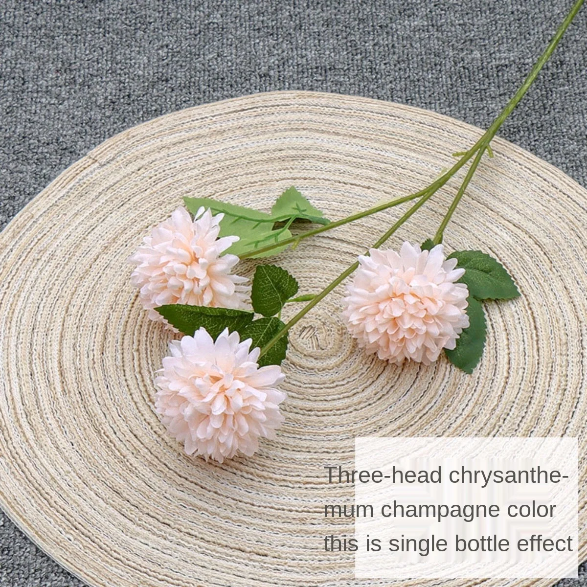 

45 cm champagne three-headed ball chrysanthemum silk flower fake plants home accessories bedroom decoration artificial plants