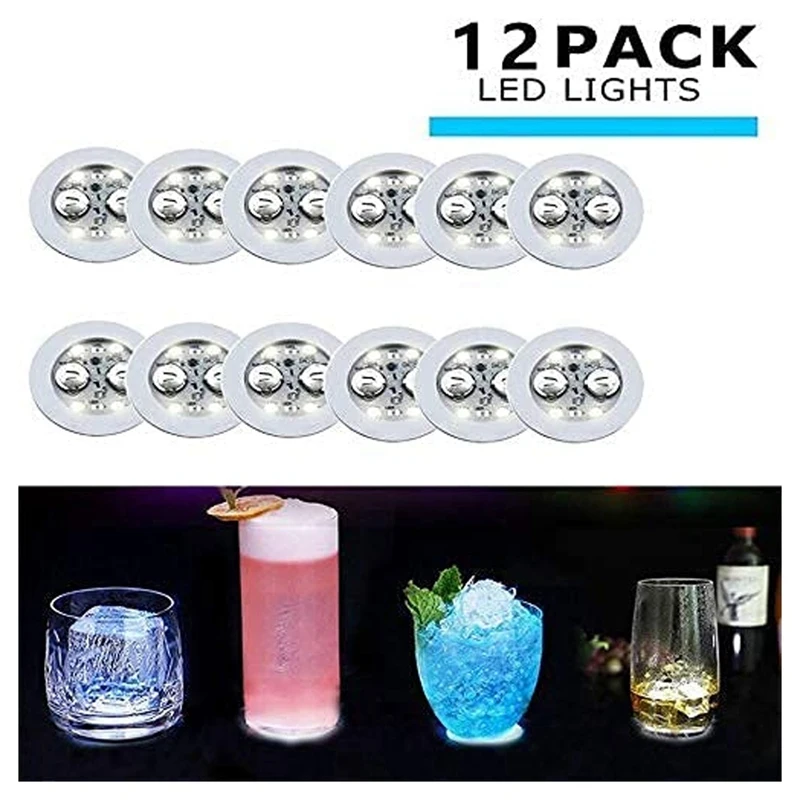 

LED Coaster,12 Pack Light Up Coasters,LED Bottle Lights,LED Sticker Coaster Discs Light Up for Flash Light Up Cup