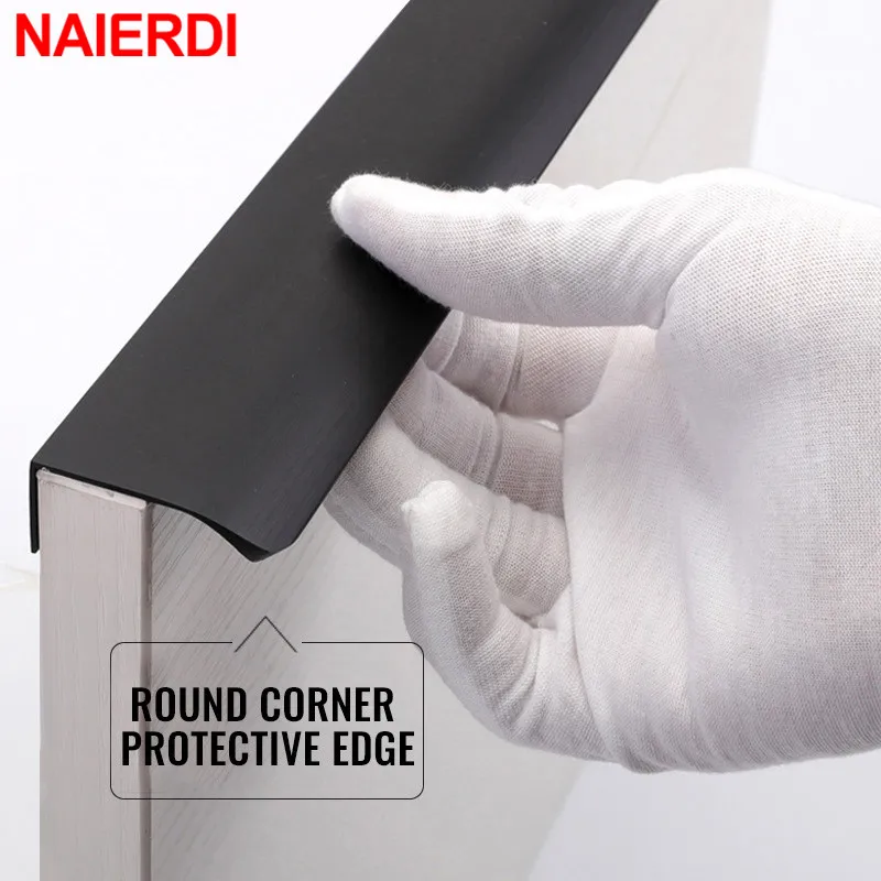 NAIERDI золотые черные скрытые ручки длинный кухонный шкаф тянет серебряный ящик