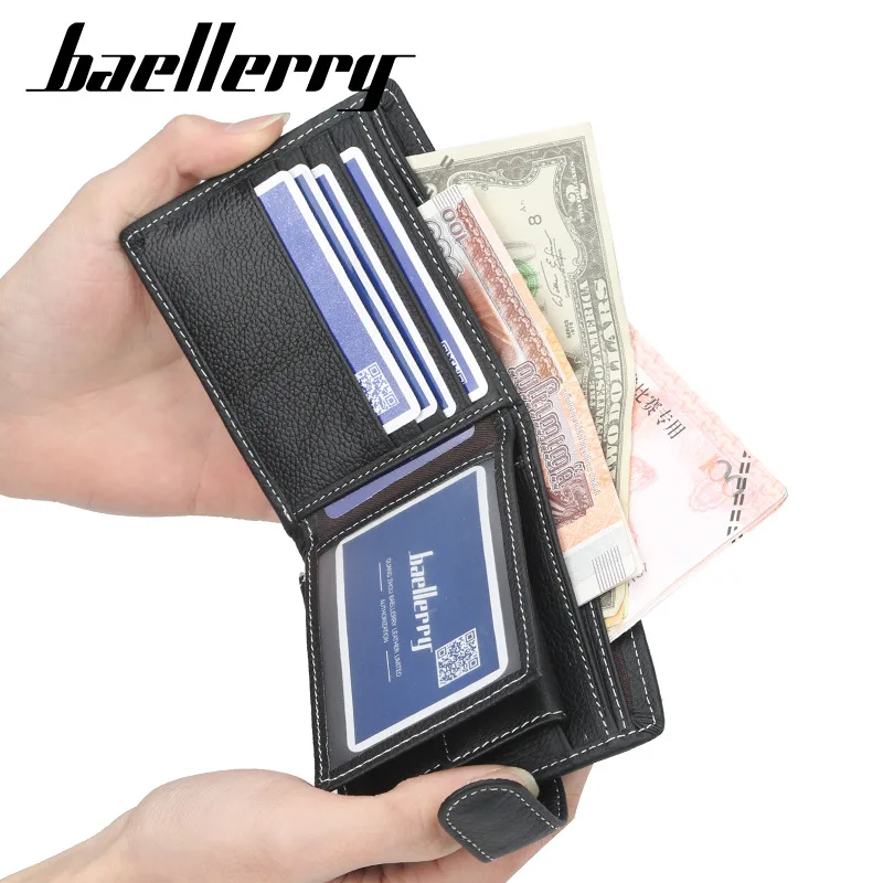 Брендовый кошелек Baellerry для мужчин кожаный бумажник с кармашком мелочи кредитных
