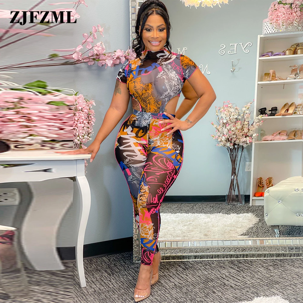 

Уличная одежда, клубный комплект из двух предметов, женское Сетчатое прозрачное облегающее боди с граффити и надписью + облегающие прозрачн...