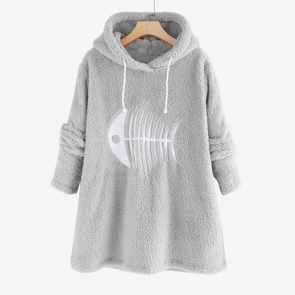 Women Plush Hoodies Hooded Long Sleeve Printed Pullovers Sweatshirts Casual loose Lady Tops sweat a capuche femme | Женская одежда