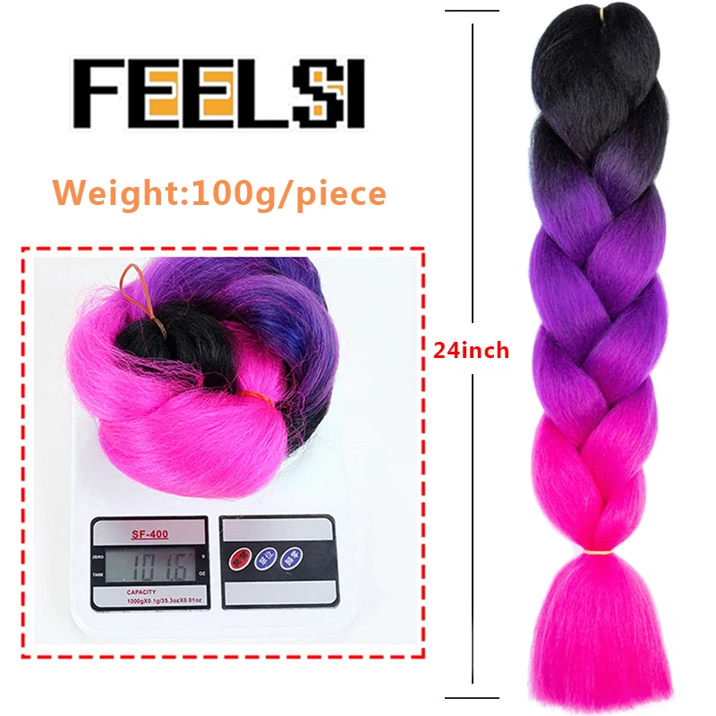 Синтетические косы для наращивания волос косички розовые фиолетовые желтые