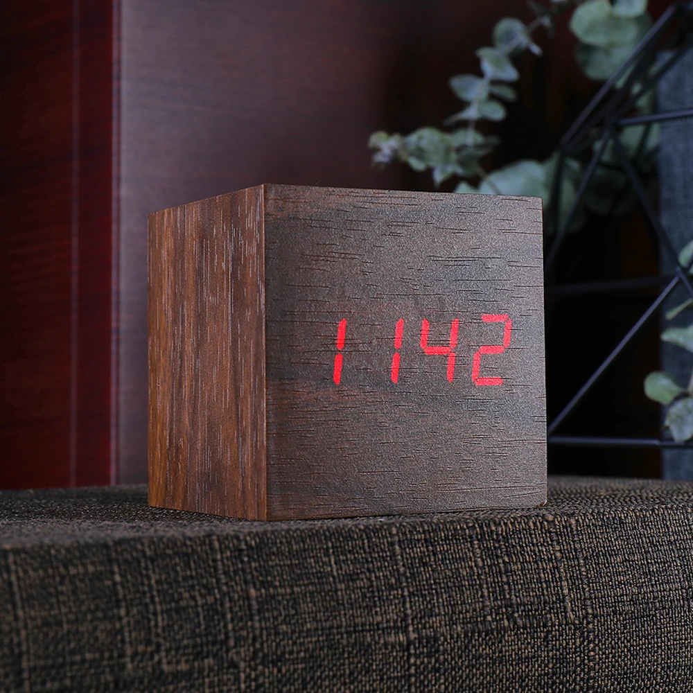 Деревянные светодиодные часы будильник с подсветкой USB/AAA|Будильники| |