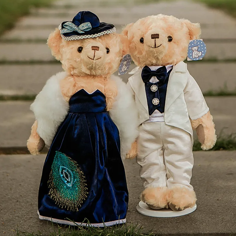 2 шт./пара 38 СМ Корея ins с изображением милой пары teddy bear торжественное платье мишка