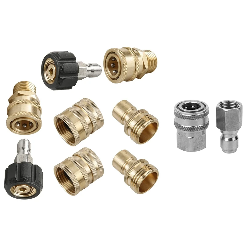 

8x Pressure Washer Adapter Set,Quick Disconnect Kit & 1set Stainless Steel Pressure Washer Adapter Set