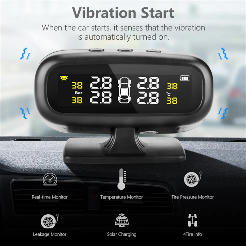 XIAOMI Smart Car TPMS система контроля давления в шинах Солнечная энергия цифровой ЖК-дисплей Автоматическая охранная сигнализация s давление в шинах