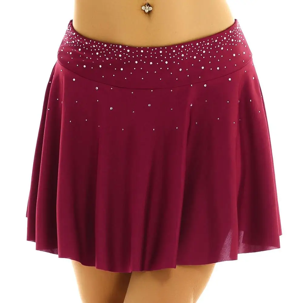 

TiaoBug Women Shiny Rhinestone High Waist A-line Built-in Briefs Shorts Skirt Dance Wear Ballet Gymnastics Figure Skating Skirts