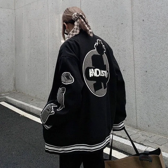 

Куртка-бомбер женская оверсайз, куртка свободного кроя в Корейском стиле, Повседневная бейсбольная форма с вышивкой, уличная одежда, 2021