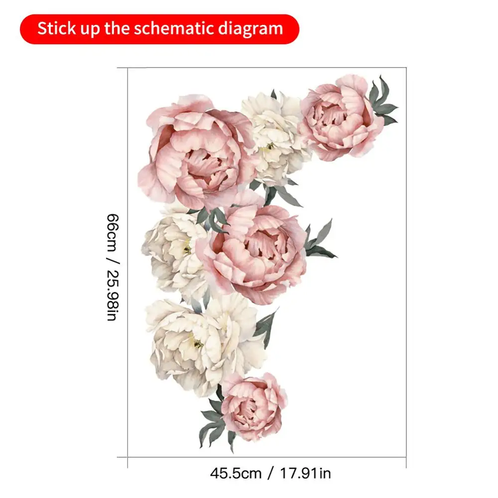 

60x40CM DIY Wall Sticker Removable Art Wall Sticker Spray Wall Stickers Peony Living Room Bedroom Wall Stickers Rich Peony