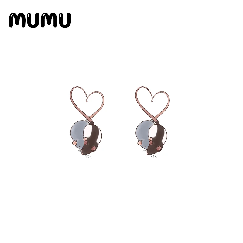 Серьги-гвоздики в виде крысы из эпоксидной смолы акриловые украшения ручной