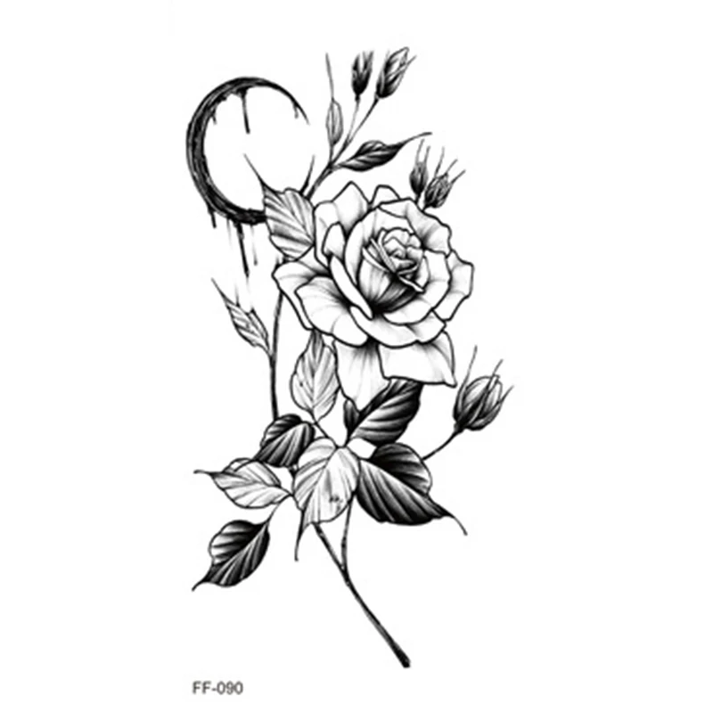 Большой боди-арт рукава змея Цветок временная татуировка наклейка Быстрый рок