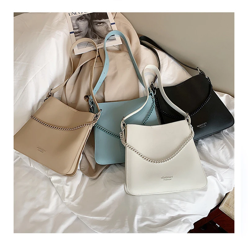 

Large Capacity Bucket Leather Crossbody Bags For Women 2020 New High Quality Handbags Female Shoulder Chain Bag Travel Totes New