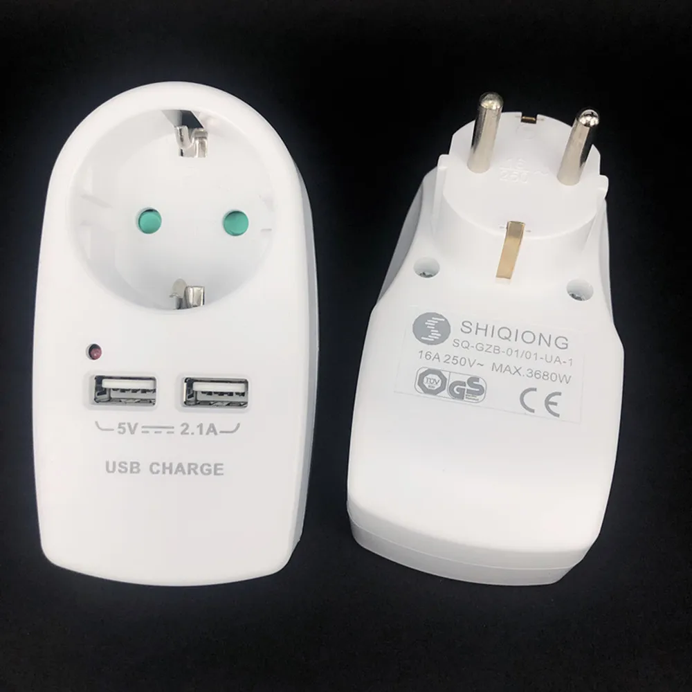5 В 2 1 А электрическое зарядное устройство с двумя USB портами|Электрические вилки|