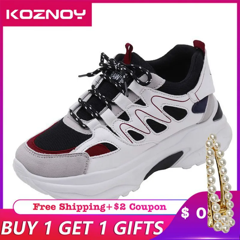 Koznoy/женские кроссовки Сезон осень Прямая поставка Дышащая обувь на толстой