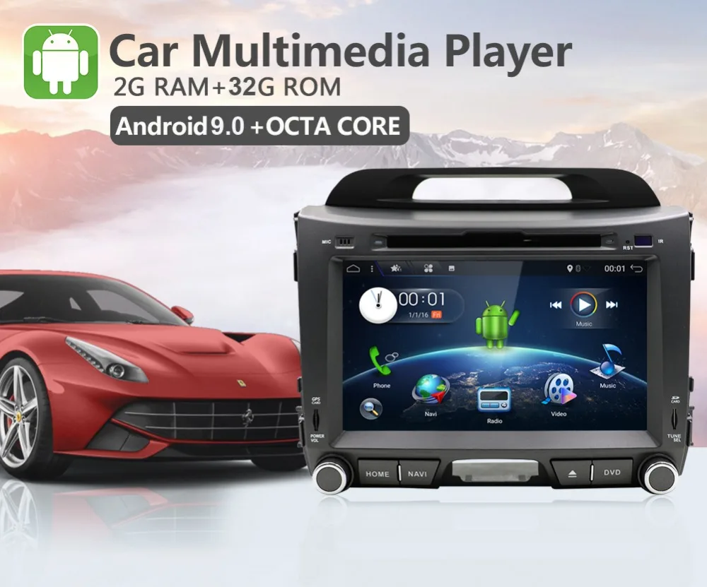 Автомобильный dvd Bosion 8 core 2 din android 9,0 для kia sportage 2009 2011 2013 автомобильный Радио gps навигатор управление рулевым колесом