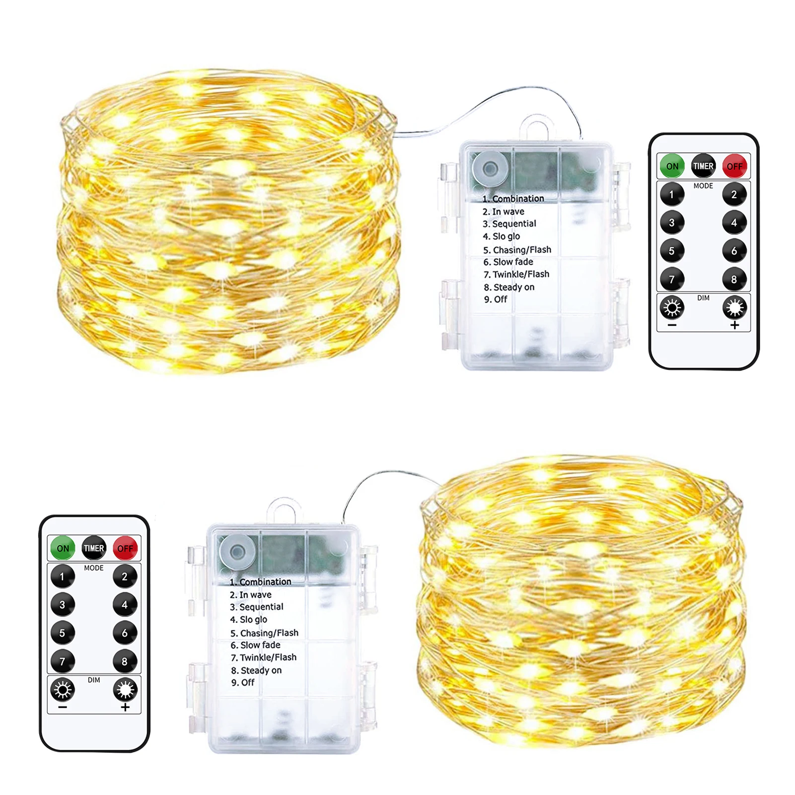 

50 LED 8 Modes Solar String Lights, USB Light Waterproof Silver Copper Wire Fairy Lights for Christmas, Garden, Patio, Party,
