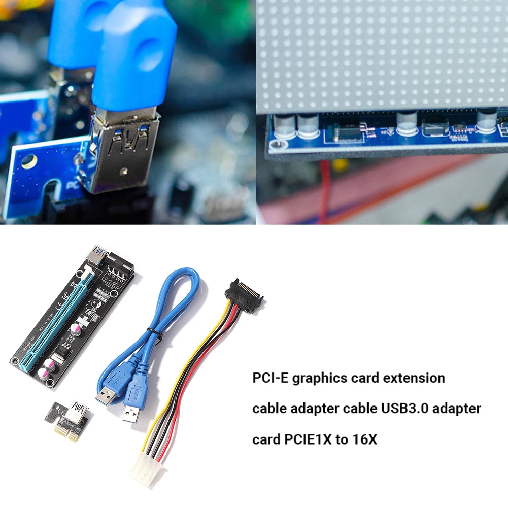 

PCI-E Райзер-карта USB 3,0 кабель SATA к 4Pin питания PCI Express 1X к 16X Удлинительный адаптер для видеокарты компьютерные аксессуары