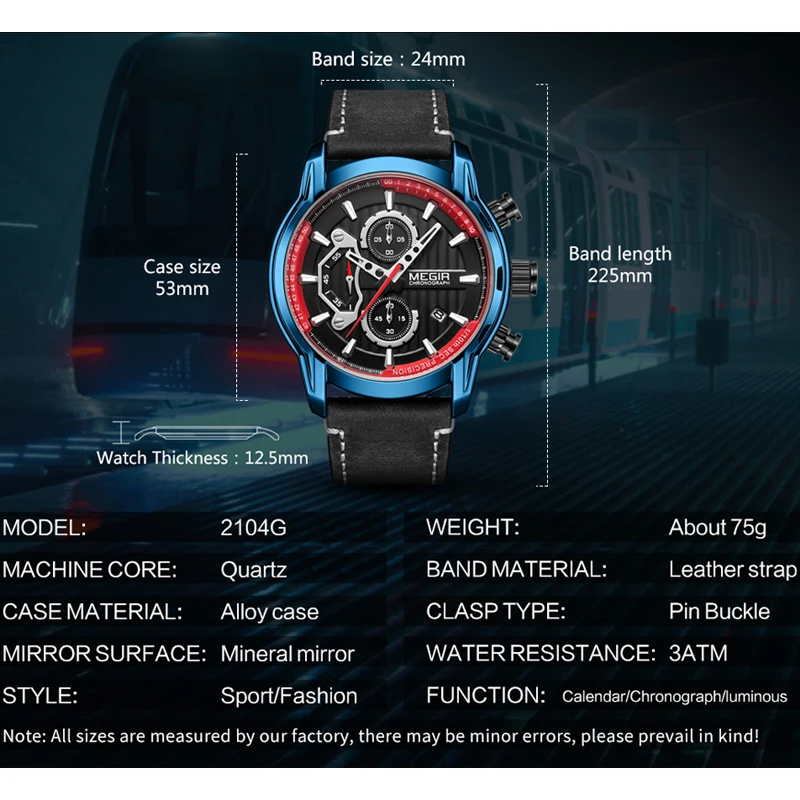 MEGIR мужские часы новая мода хронограф лучший бренд роскошные спортивные