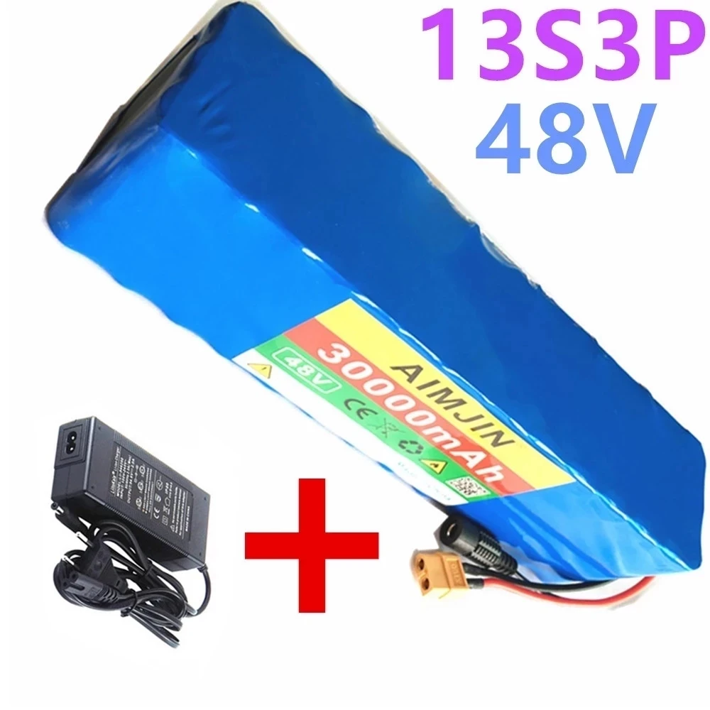 

XT60 electric bicycle battery, skateboard download 42a, 13s3p, 48V, 30ah, 1000W, 18650v, Mh1, 54.6V, BMS