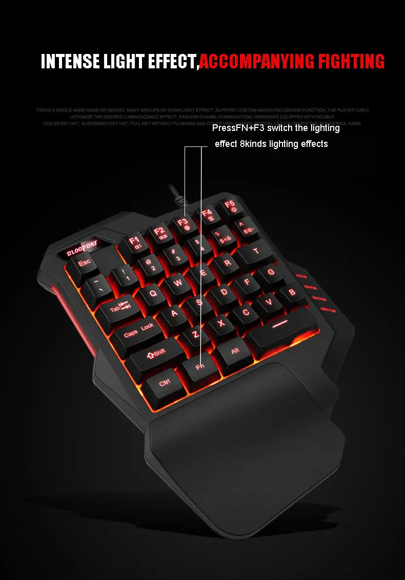 Механическая игровая клавиатура и мышь одной рукой набор с RGB-подсветкой