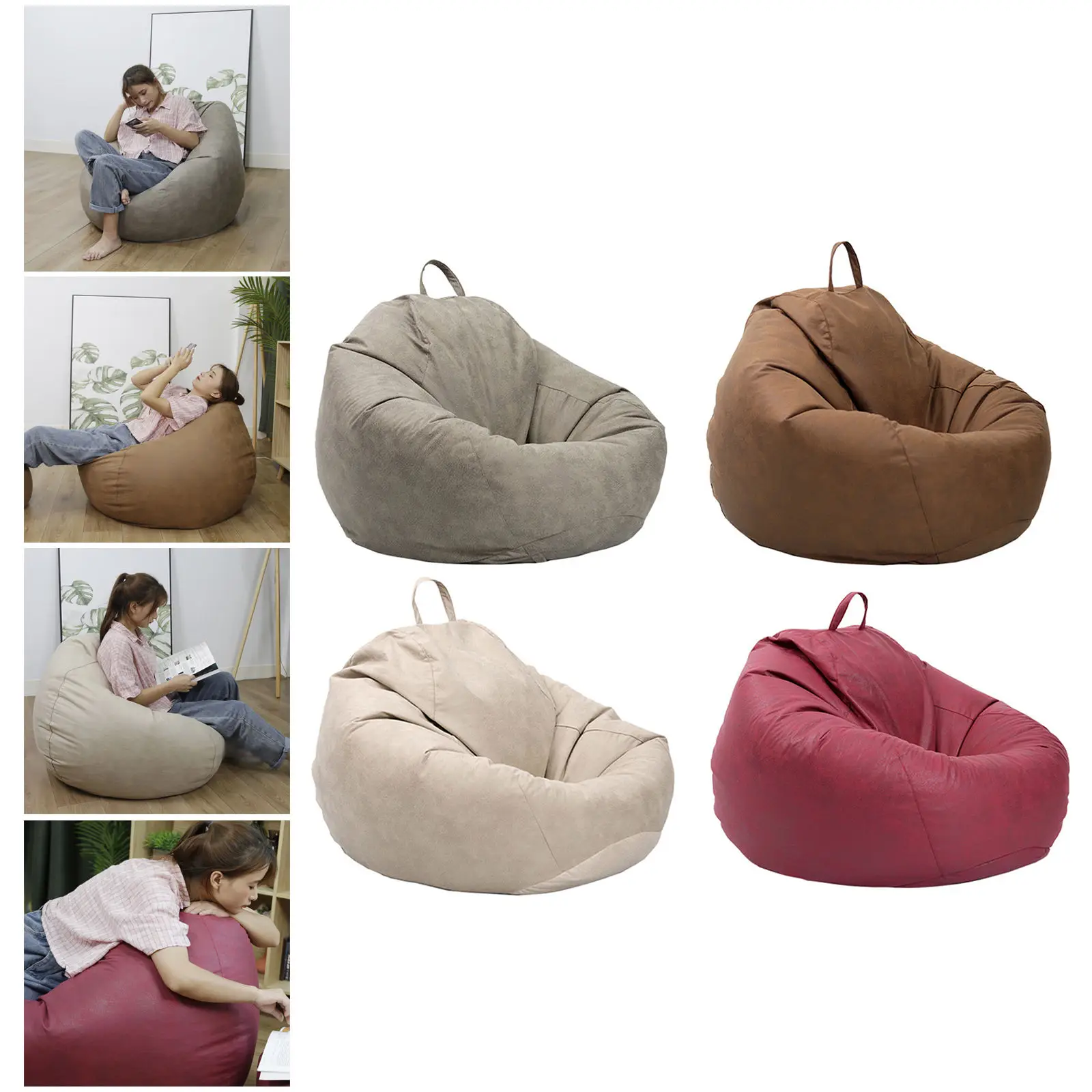 

Stylish Bean Bag Chair Cover Kids Adults All-Match Stuffed Animal Storage Stain Resistant Lazy Sofa Organizer Lounger Chairs