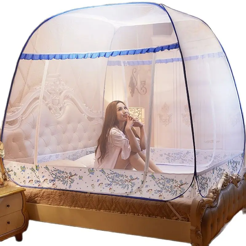 

Fine Polyester Mesh Mosquito Net Mongolian Yurt Sleep Mosquito Netting For Double Bed Three Door Zipper Bed Canopy Drop Shipping