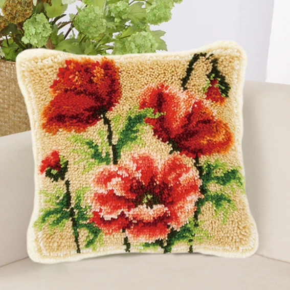 Borduurpakket Kussen вышивка посылка Подушка Klink Haak Kleed Bloemen защелка крюк наборы Diy Smyrna Knooppakket Сделай Сам AA