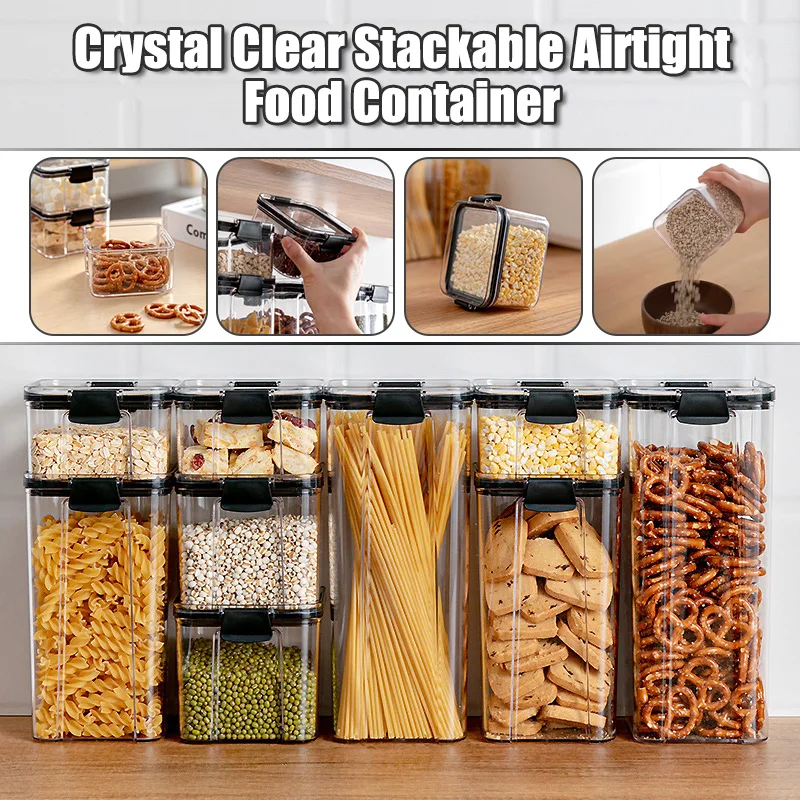 

460/700/1300/1800ML Food Storage Container Plastic Jar Kitchen/Fridge Noodle Box Multigrain Storage Tank Transparent Sealed Can