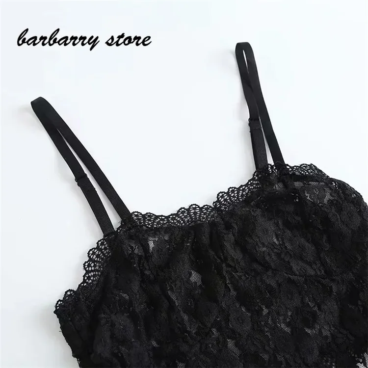 2021 summer new European American style sexy cut out lace black vest women's slim short suspender tops tank top women backless