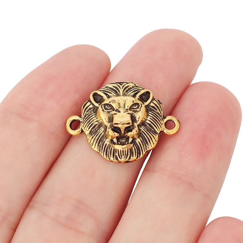 ZXZ 10 шт. тибетский серебряный/Золотой тональный разъем для головы льва шармы