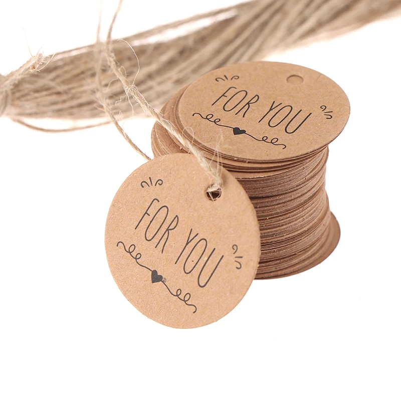 

100pcs Kraft Paper Gift Tags FOR YOU For Celebrating Labels Handmade For Wedding Party Decoration Packaging Hang Paper