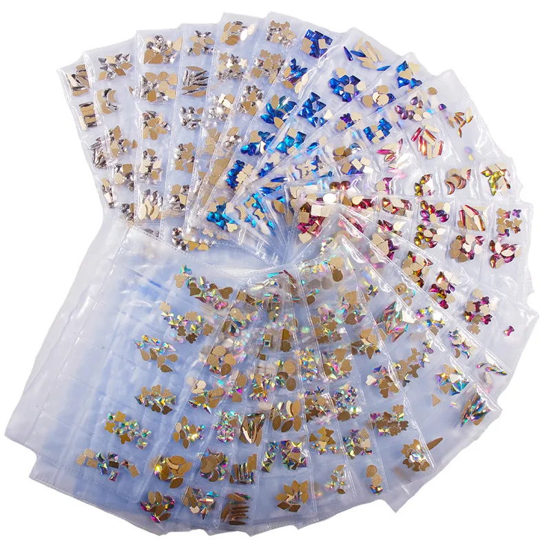 

High Quality Flat Bottom Shaped Drill Magic Color AB Transparent K9 Water Drill 6 Packages DIY Nail Paste Decorative Accessories