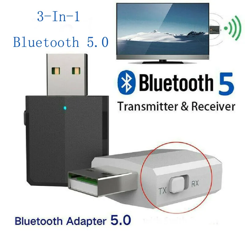 3 в 1 USB Bluetooth 5 0 передатчик приемник адаптер EDR ключ мм аудио AUX для ТВ ПК наушники