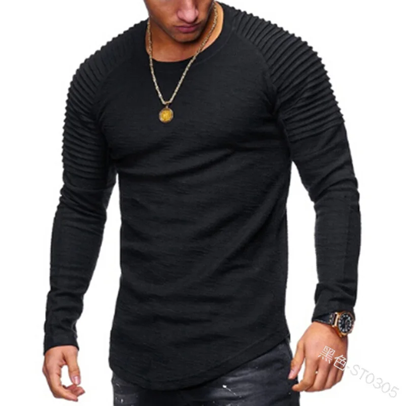 

WEPBEL Men Casual Fashion Ribbing Loose Shirt Top Men Spring Solid Color Long Sleeve O Neck T-shirt Blouse