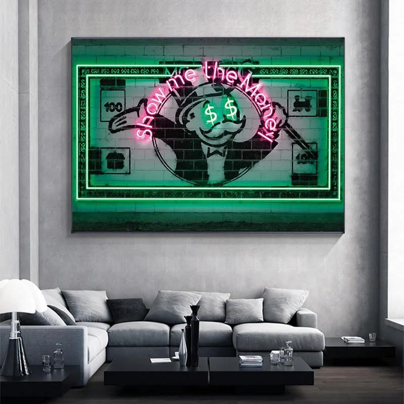 

Street Graffiti Art Canvas Painting Show Me The Money Letter Posters and Prints Wall Art Picture for Living Room Home Decor