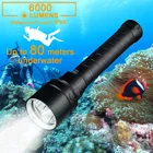 Водонепроницаемый подводный фонафонарь ZK20, 5 * T6 лампочек, 6000 люмен, с шариками s, 80 м светильник погружения в воду, рыбалки, кемпинга