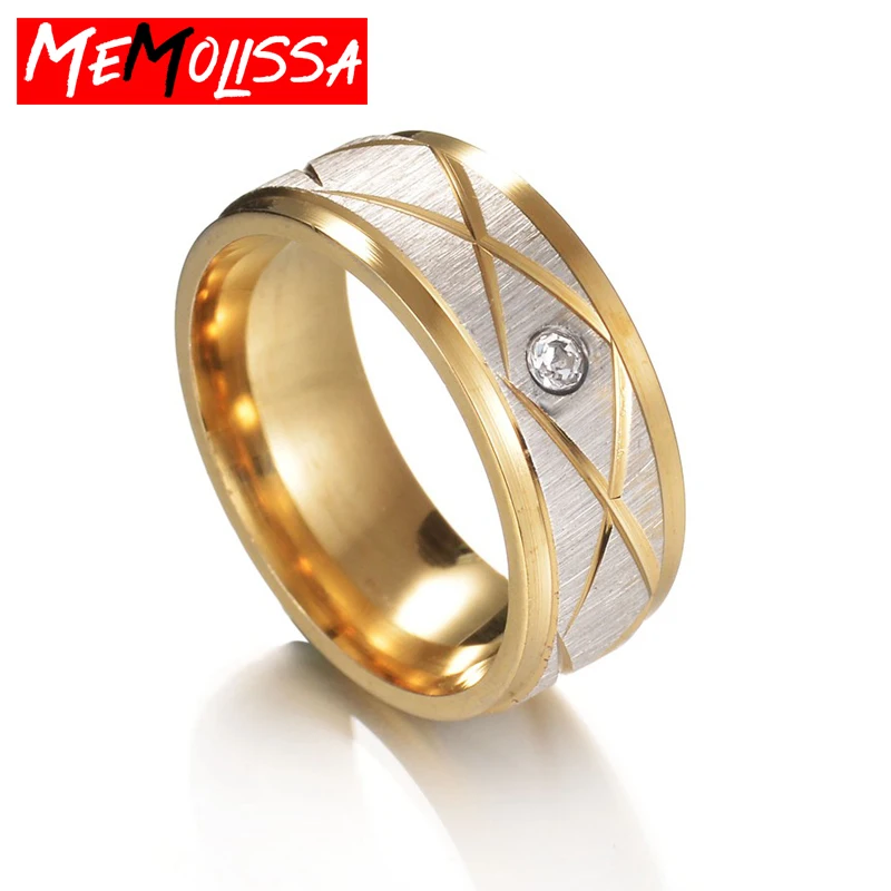 Модное кольцо для влюбленных из нержавеющей стали золотого цвета женщин и мужчин