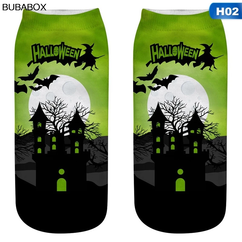 Новинка 2020 носки на Хэллоуин Женские Смешные с веселым принтом замка тыквы