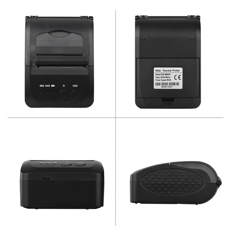 

5809DD Portable Mini Direct Thermal Printer Wireless Thermal POS Receipt Printer USB/BT Mobile Printer EU Plug