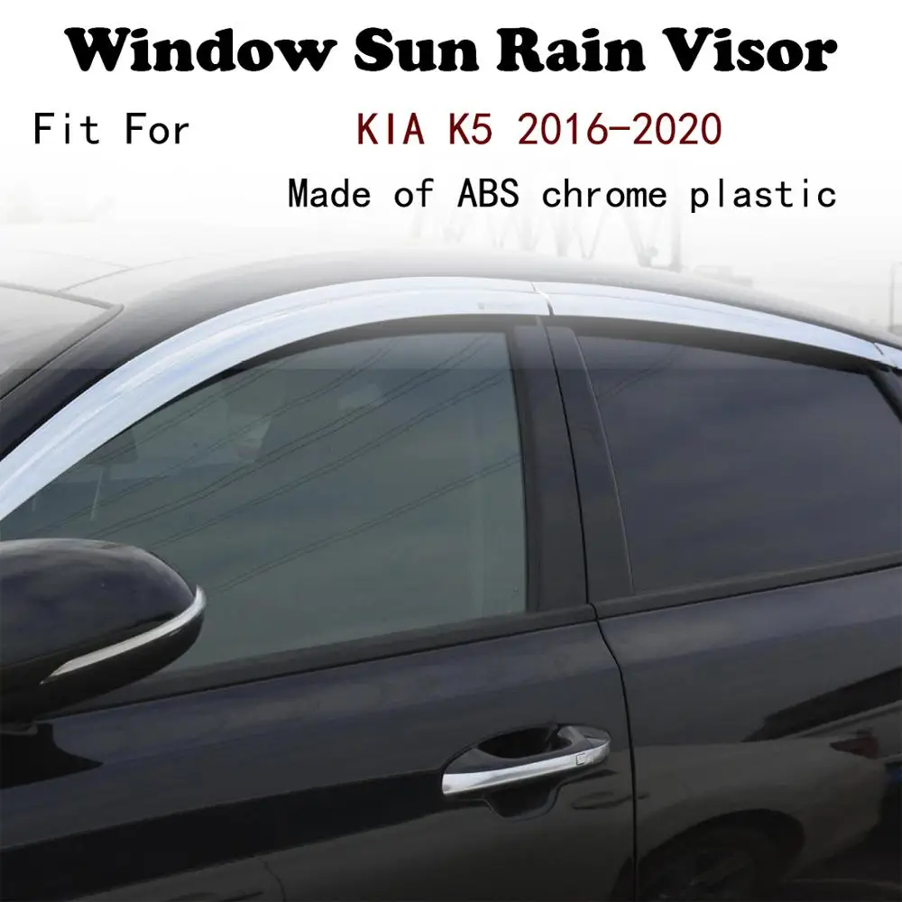 

ABS Chrome plastic Window Visor Vent Shades Sun Rain Guard car accessories For KIA K5 2016-2020