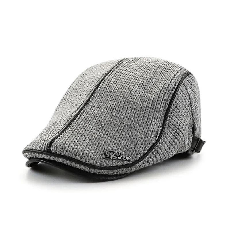 [JAMONT], высококачественный брендовый вязаный берет, Casquette Homme, кожаная плоская кепка для мужчин, Boina Hombre, Кепка с козырьком, Planas Snap - Цвет: As shown